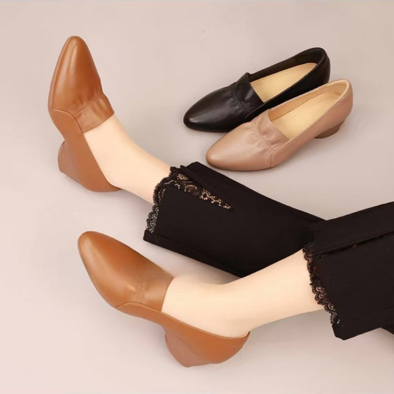 💝Bequeme Damenschuhe mit niedrigem Absatz aus Synthetikleder💝