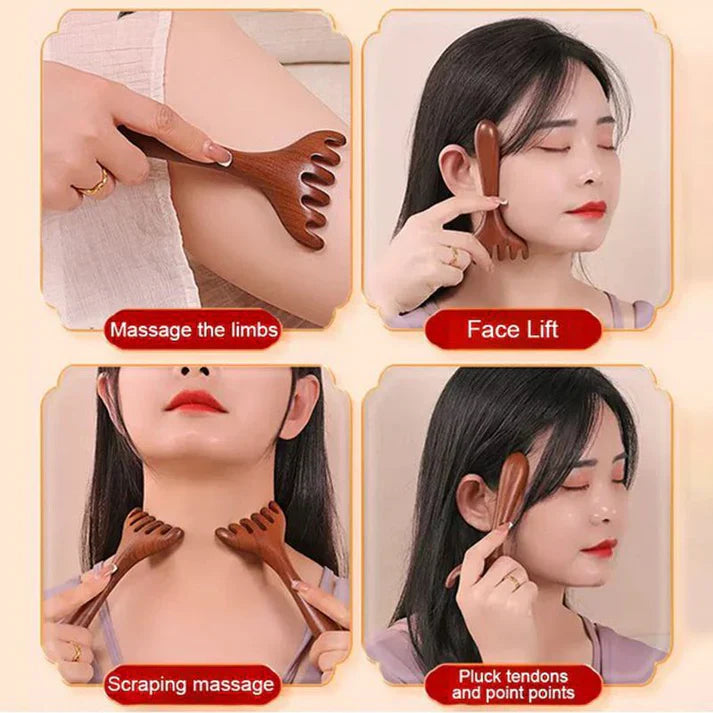 Naturstein-Massageset: Schabbrett, Fingerclip und eiförmiges Massagegerät