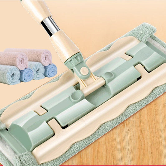 🏆Flachmopp mit Edelstahlgriff, mit wiederverwendbaren, waschbaren Wischtüchern