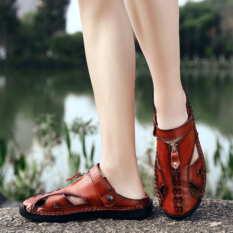 🏆Handgefertigt aus echtem Leder🥇Lässige Sandalen mit umklappbarem Fersenriemen für Herren