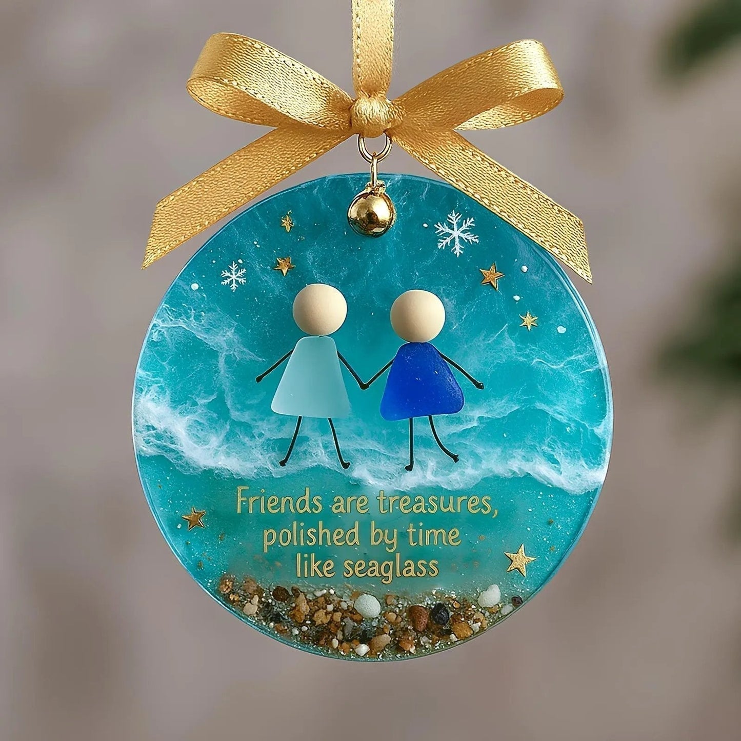 ⏳Freundschafts-Weihnachtsornament aus Seeglas🌊✨Von der Natur geformt und von Hand gefertigt💝