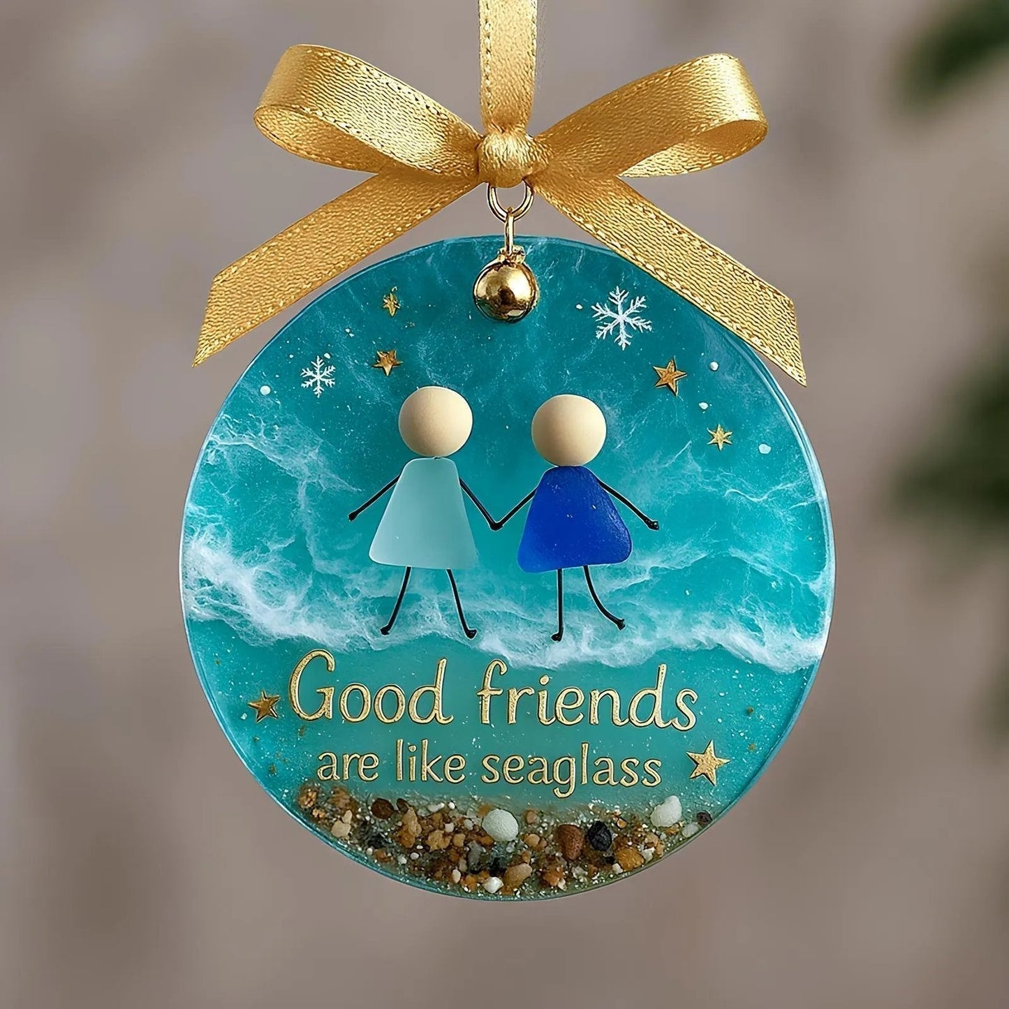 ⏳Freundschafts-Weihnachtsornament aus Seeglas🌊✨Von der Natur geformt und von Hand gefertigt💝